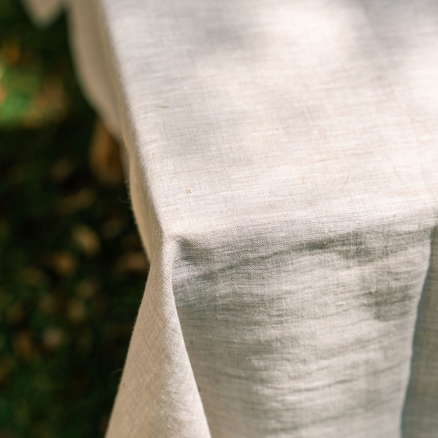 Linen Tablecloth with Hemstitched Edge - Natural - 6 person table size