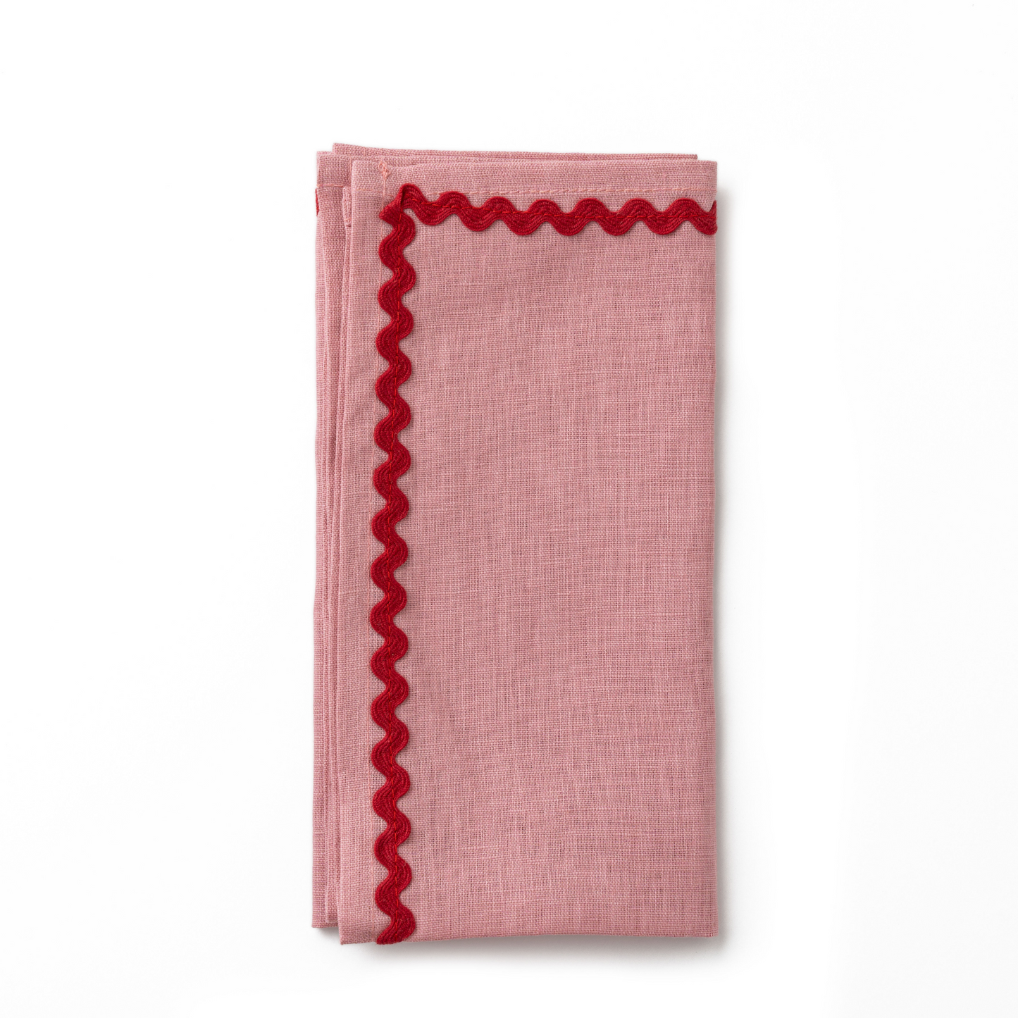 Linen Wave Napkins - Set of 4 - Pink with Raspberry Wave