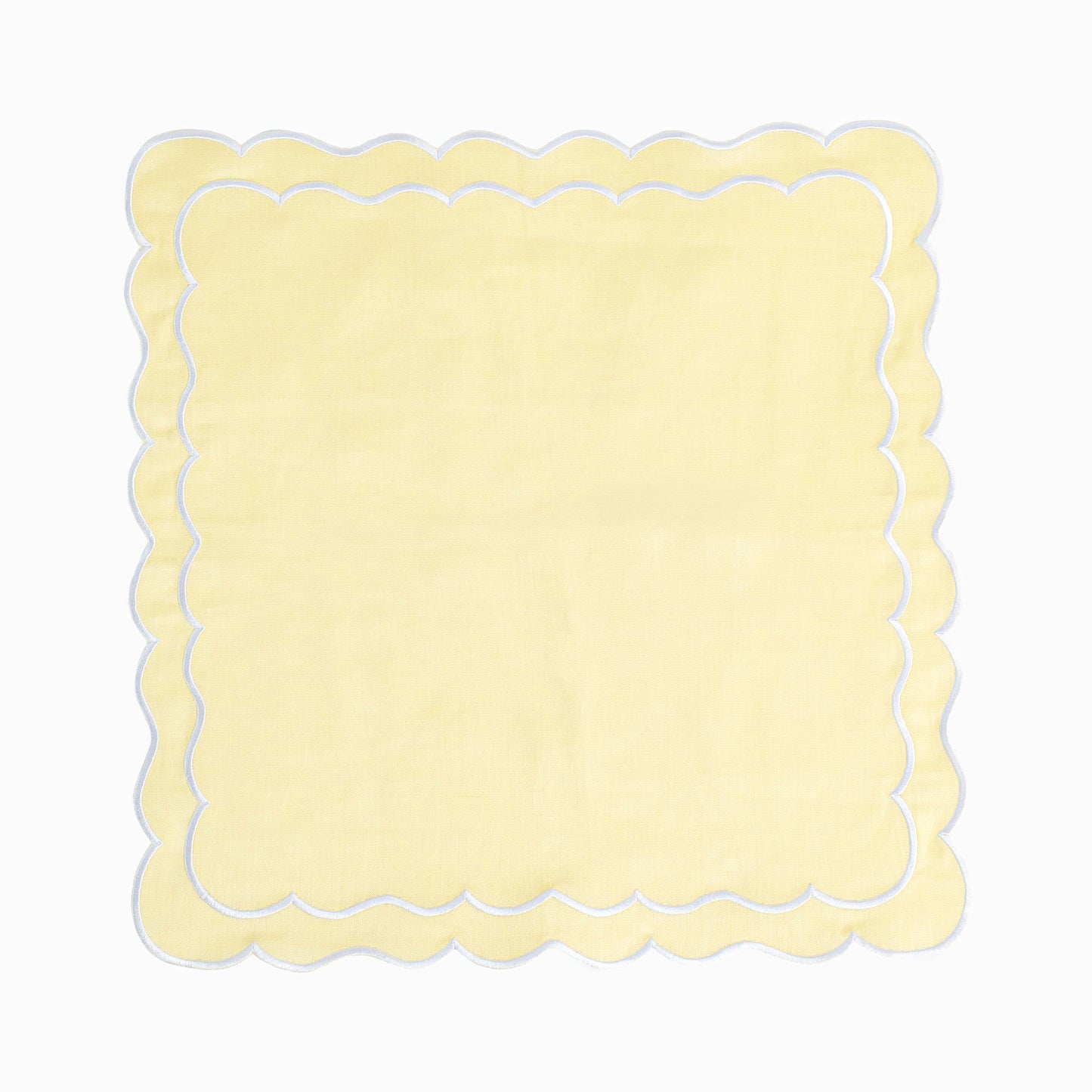 Lot de 4 serviettes en lin à bords festonnés - Rouge cerise