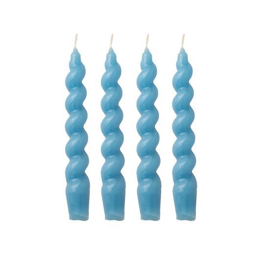 Set of 4 - Spiral Gloss Candles - Heritage Blue