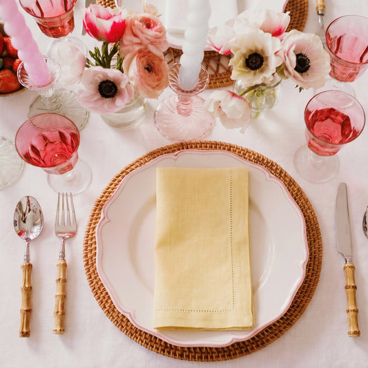 Linen Hemstitched Napkins - Buttermilk Yellow (set of 4)