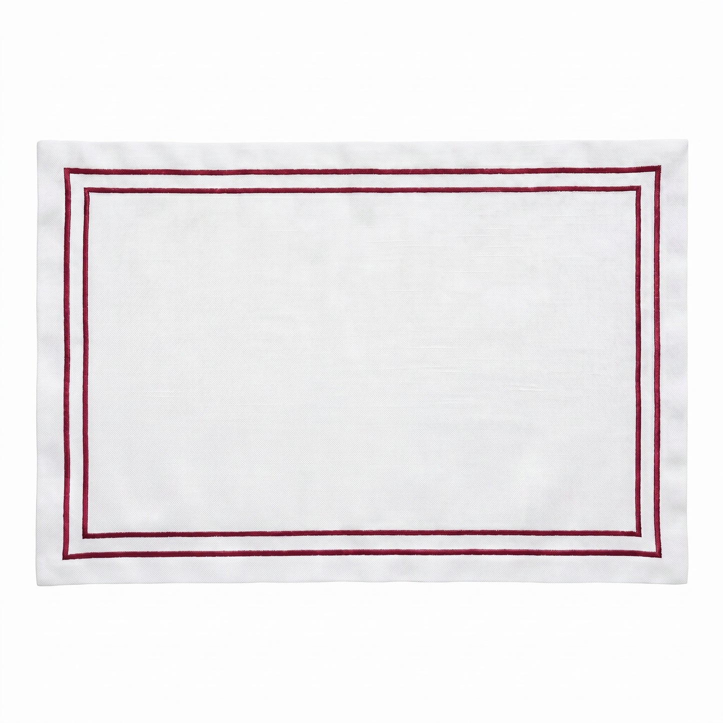 Embroidered Double Stripe Linen Placemats Ruby Red (set of 4)
