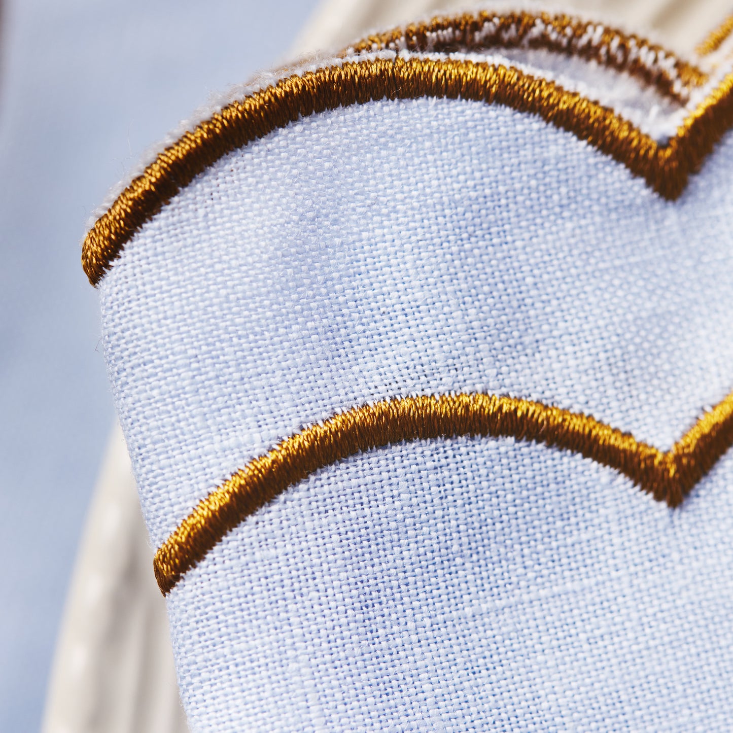 Set of 4 - Linen Scalloped Edged Napkins - Baby Blue
