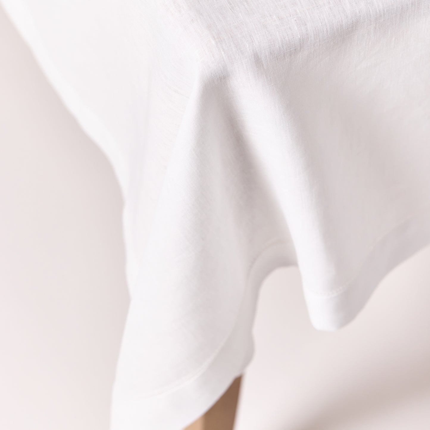Linen Tablecloth with Hemstitched Edge - White - 6 person table size