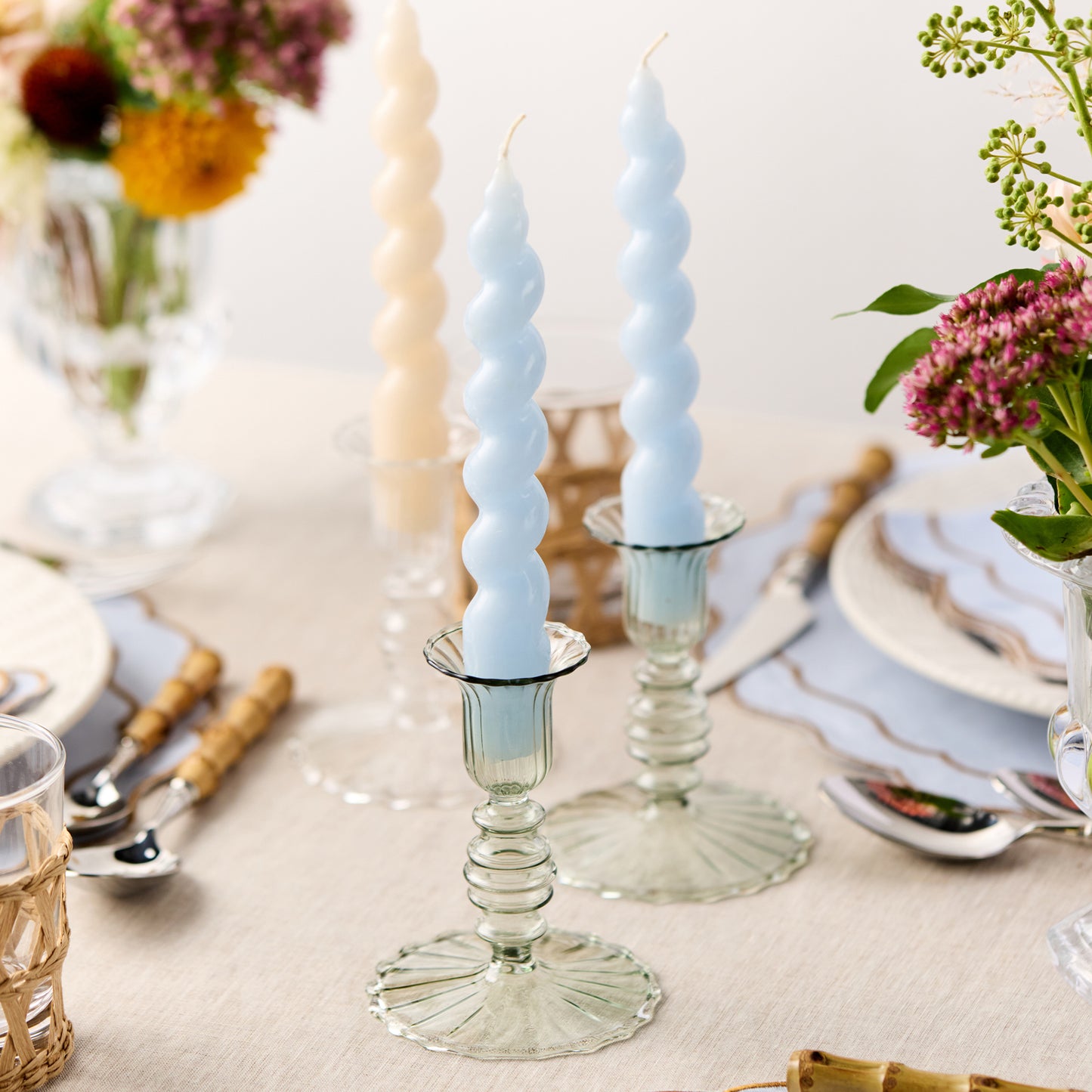Set di 2 portacandele in vetro - Flauto di salvia