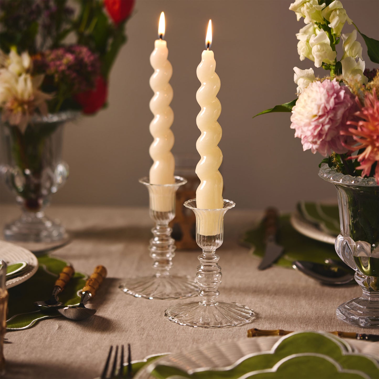 Set of 4 - Spiral Gloss Candles - Rich Cream