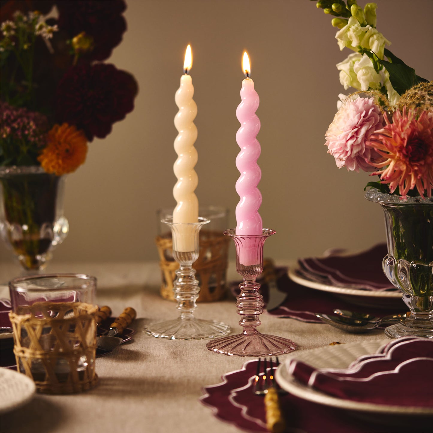 Set of 4 - Spiral Gloss Candles - Lilac
