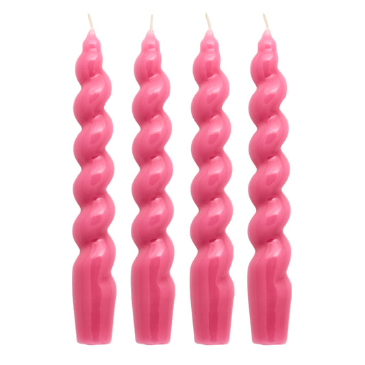 Set of 4 - Spiral Gloss Candles - Antique Rose