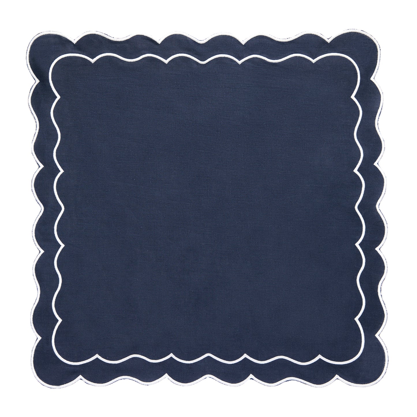 Set of 4 - Linen Scalloped Edged Napkins - Oxford Blue