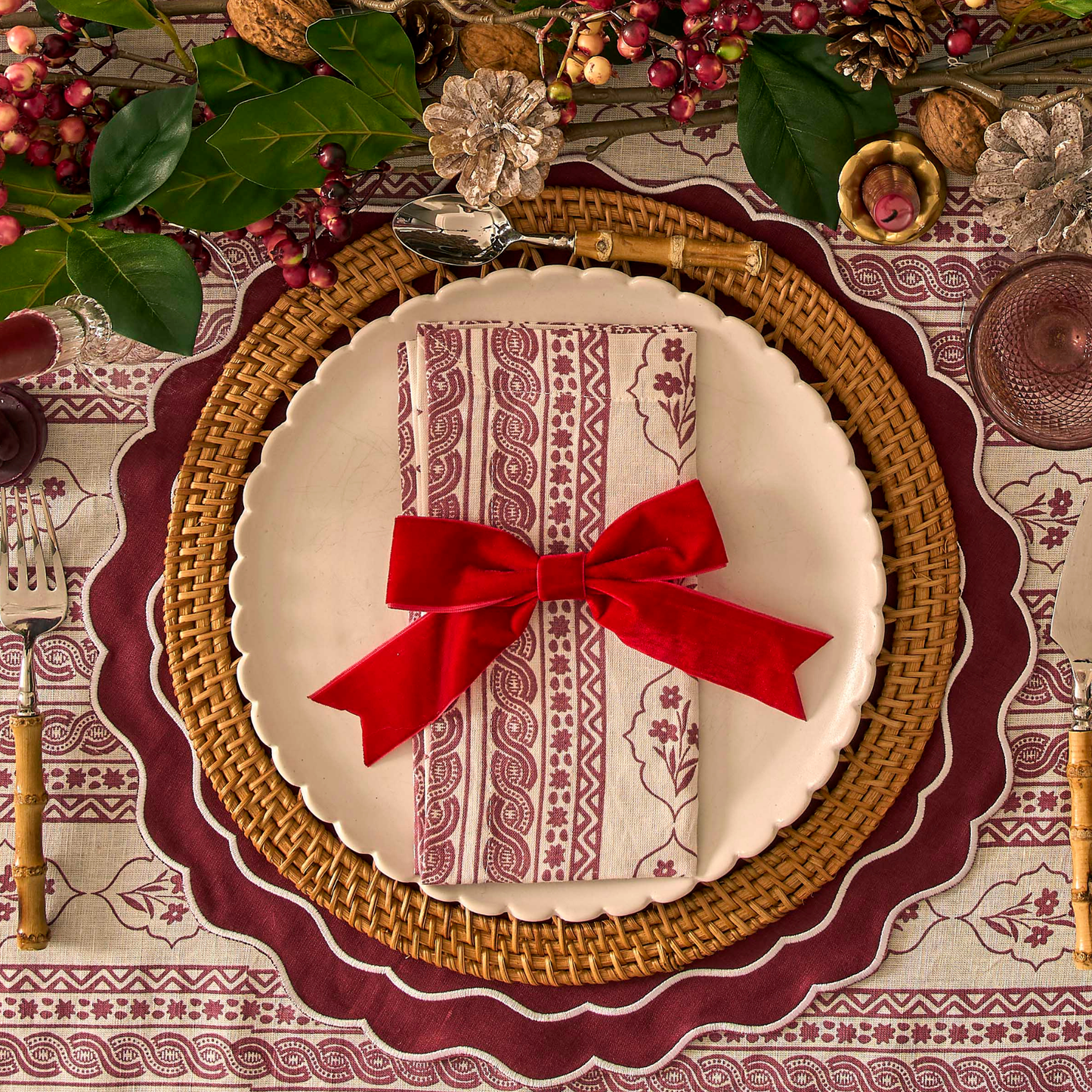 First Bloom Linen Napkins Ruby Red (Set of 4)