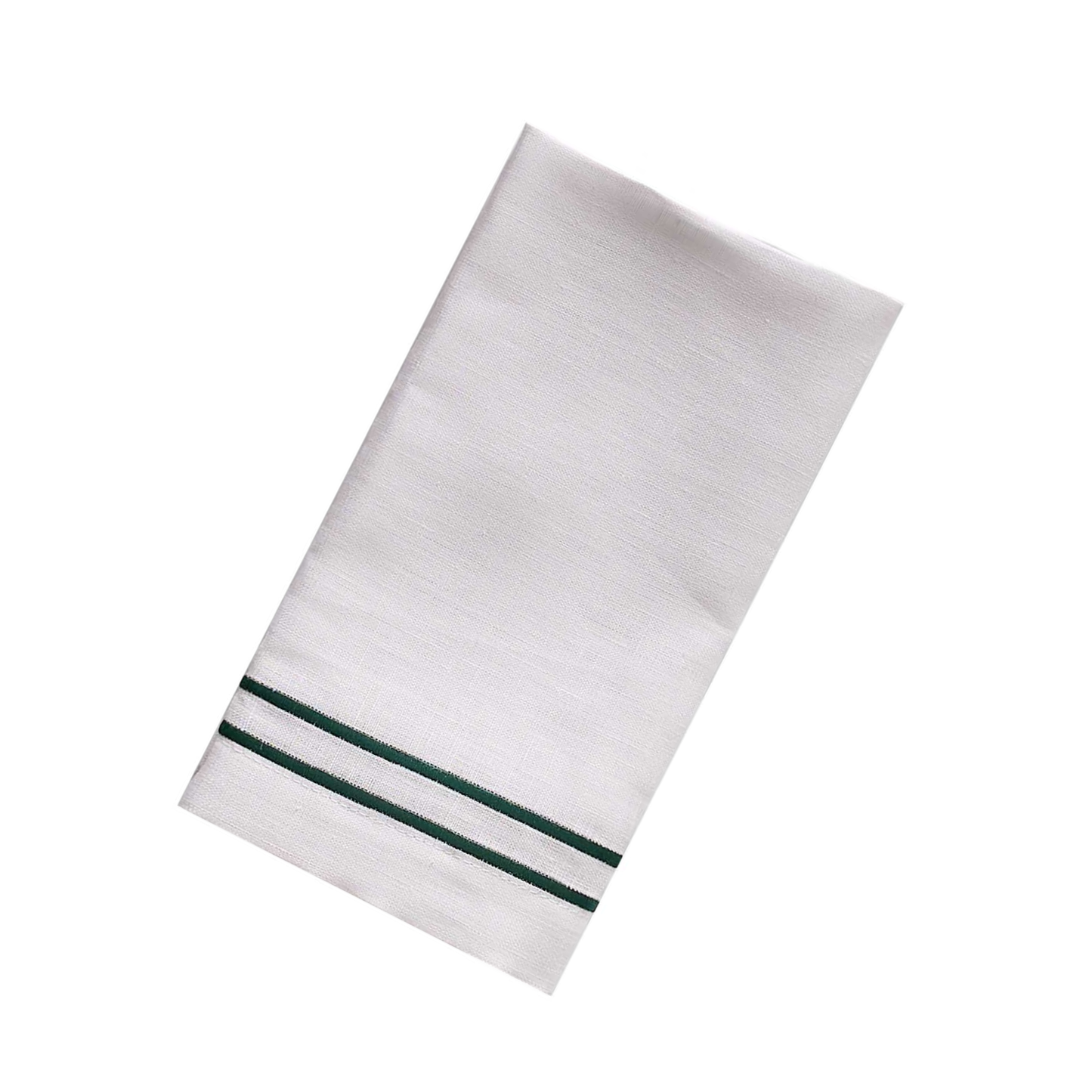 Embroidered Double Stripe Linen Napkins Emerald Green (set of 4)