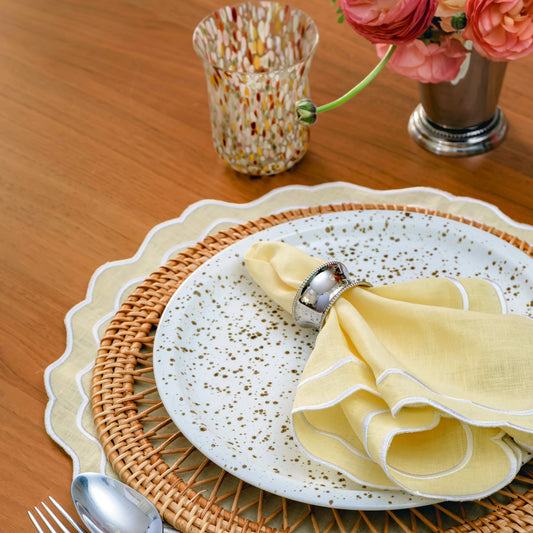 Linen Scalloped Edged Napkins - Buttermilk Yellow (Set of 4)