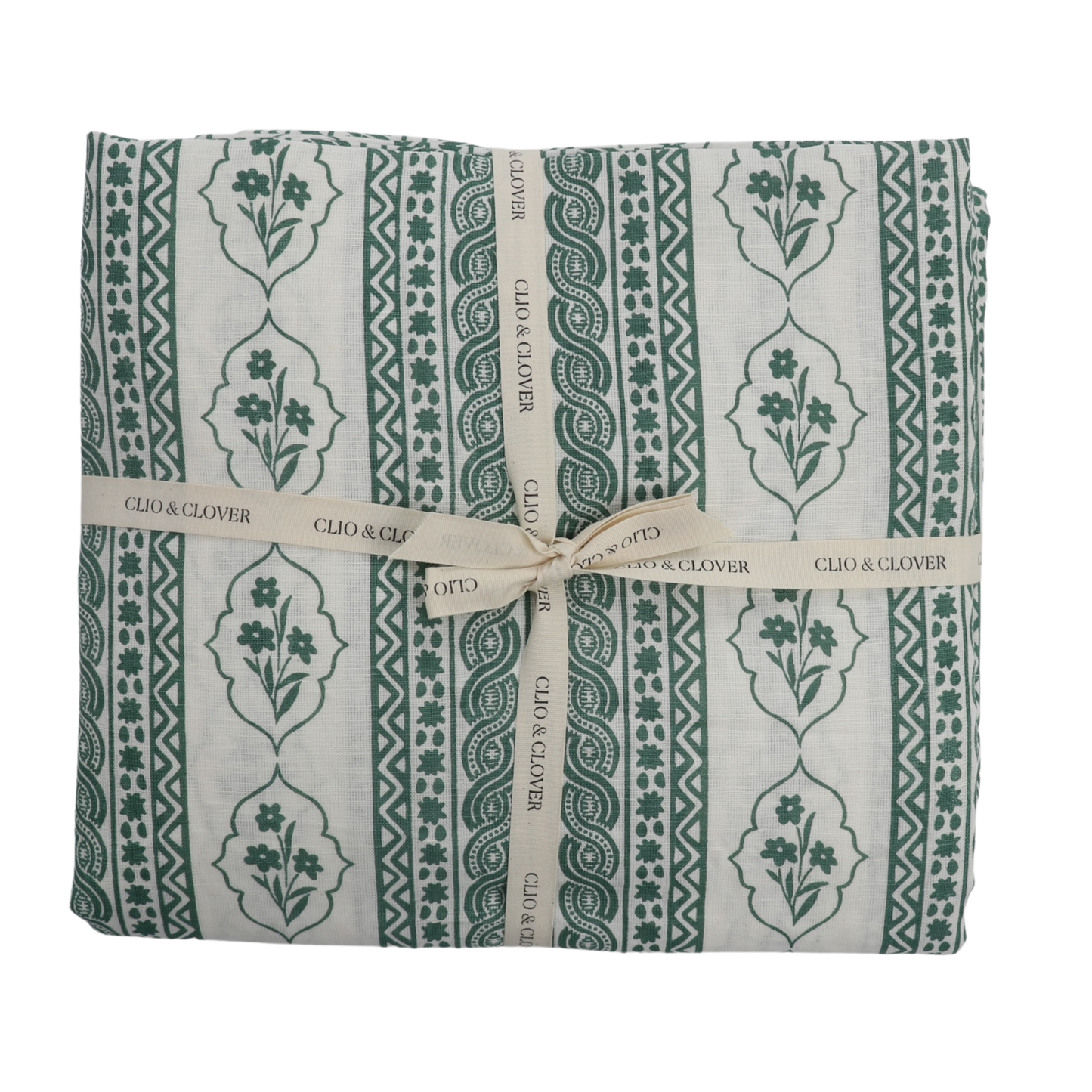 First Bloom Linen Blend Tablecloth Emerald Green