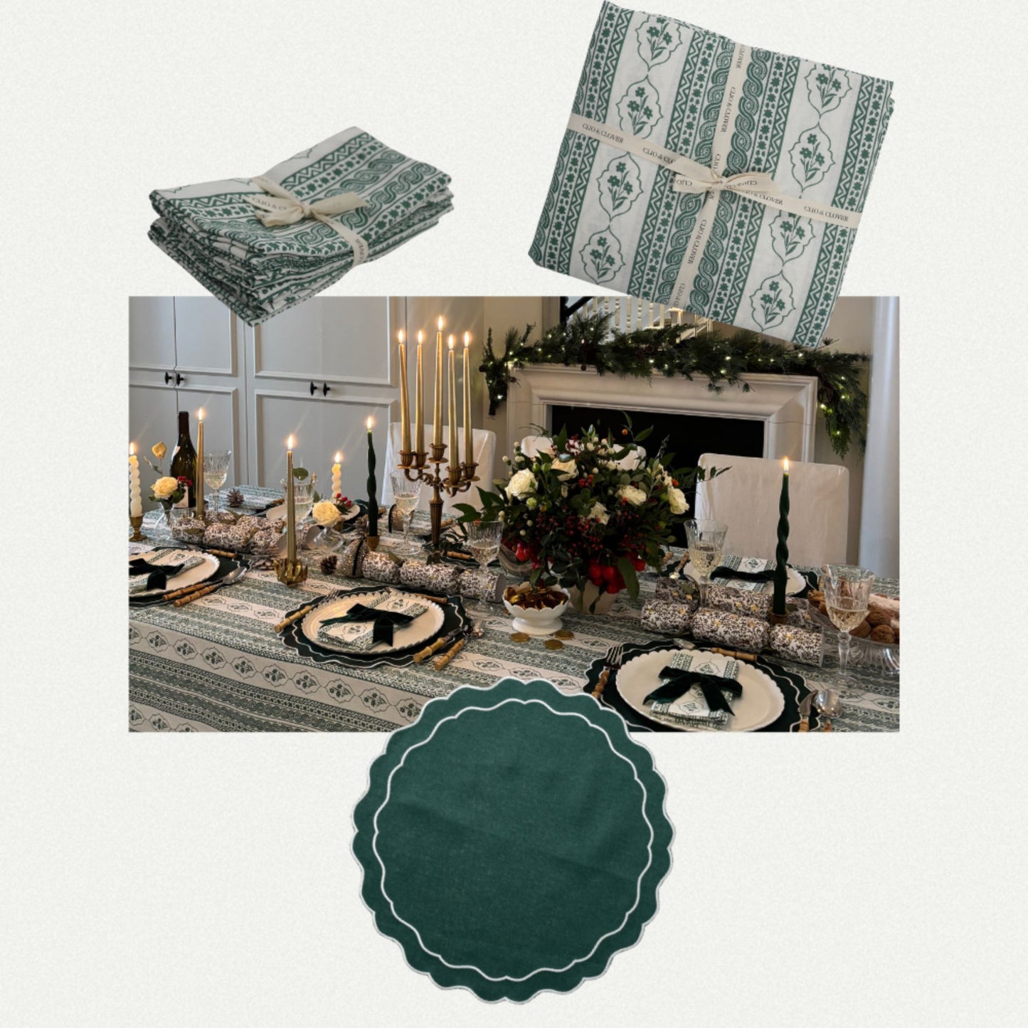 The Emerald Green First Bloom Festive Tableware Set (4 persons) - SAVE 15%