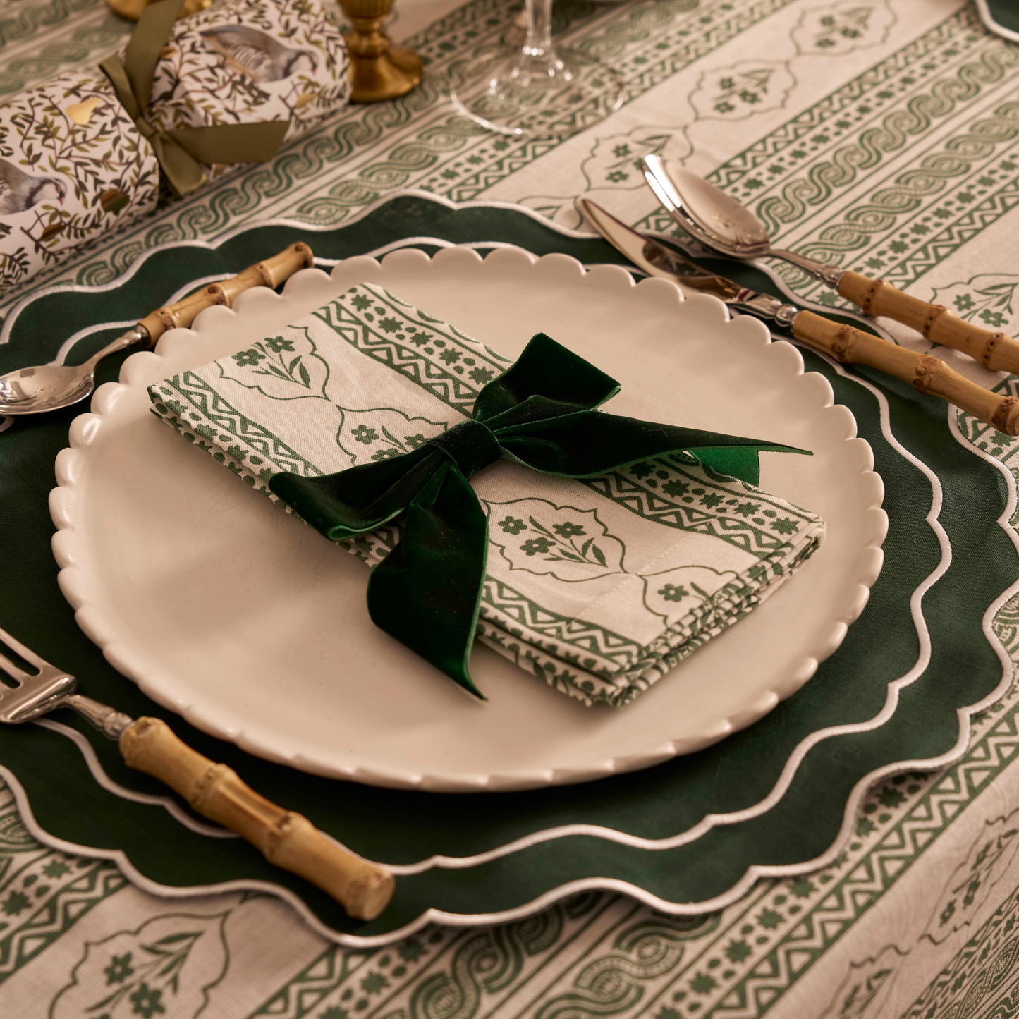 First Bloom Linen Napkins Emerald Green (Set of 4)