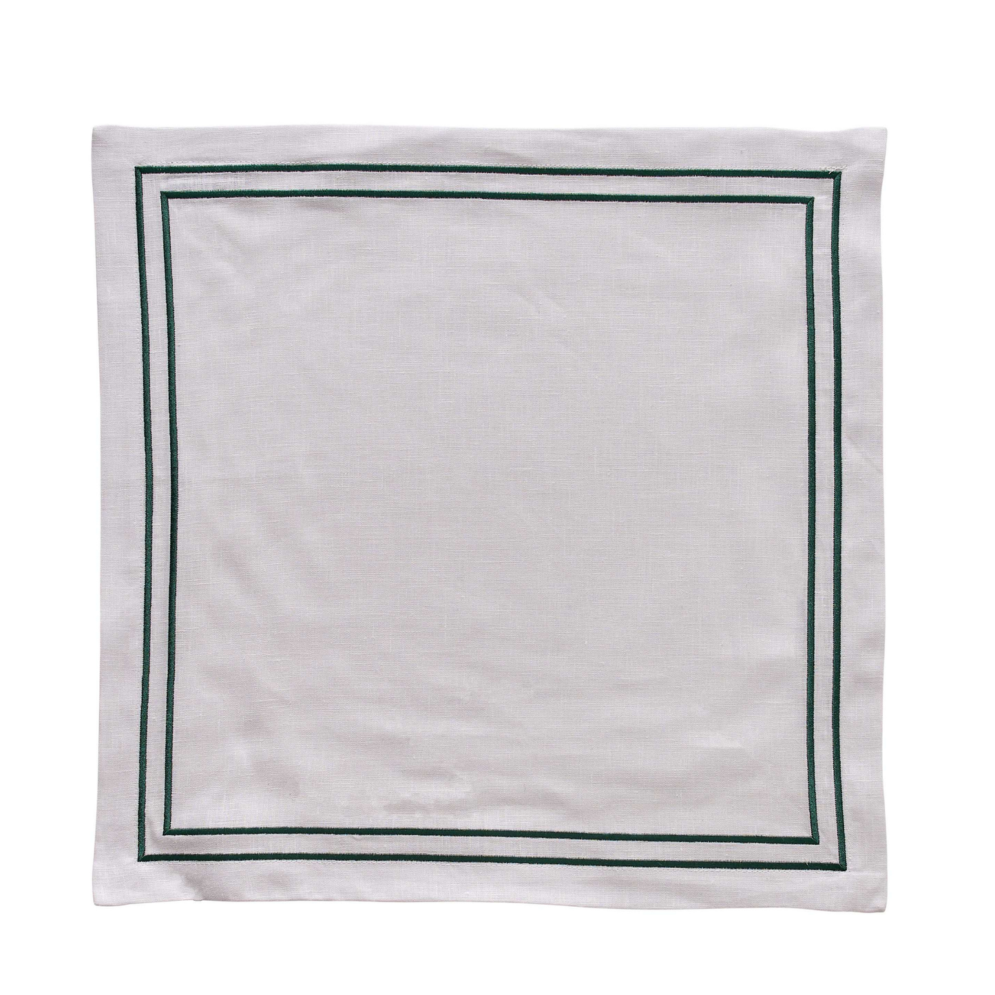 Embroidered Double Stripe Linen Napkins Emerald Green (set of 4)