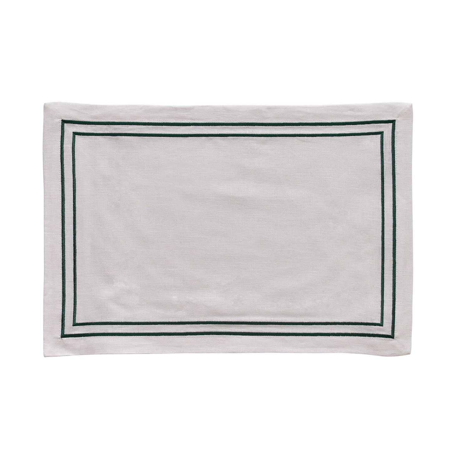 Embroidered Double Stripe Linen Placemats Emerald Green (set of 4)
