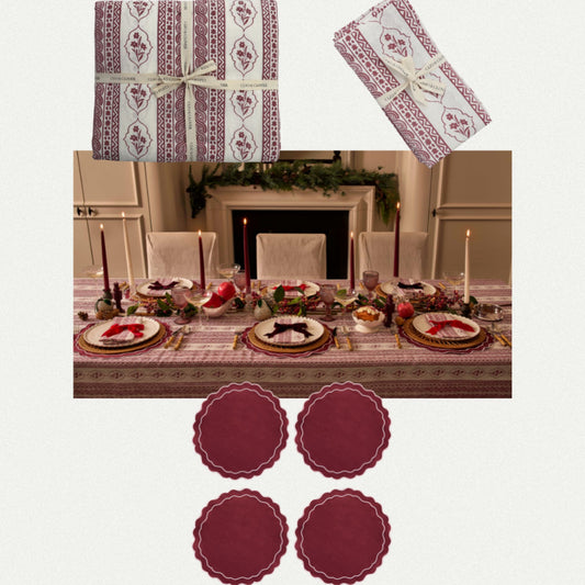 The Ruby Red First Bloom Festive Tableware Set (4 persons) - SAVE 15%
