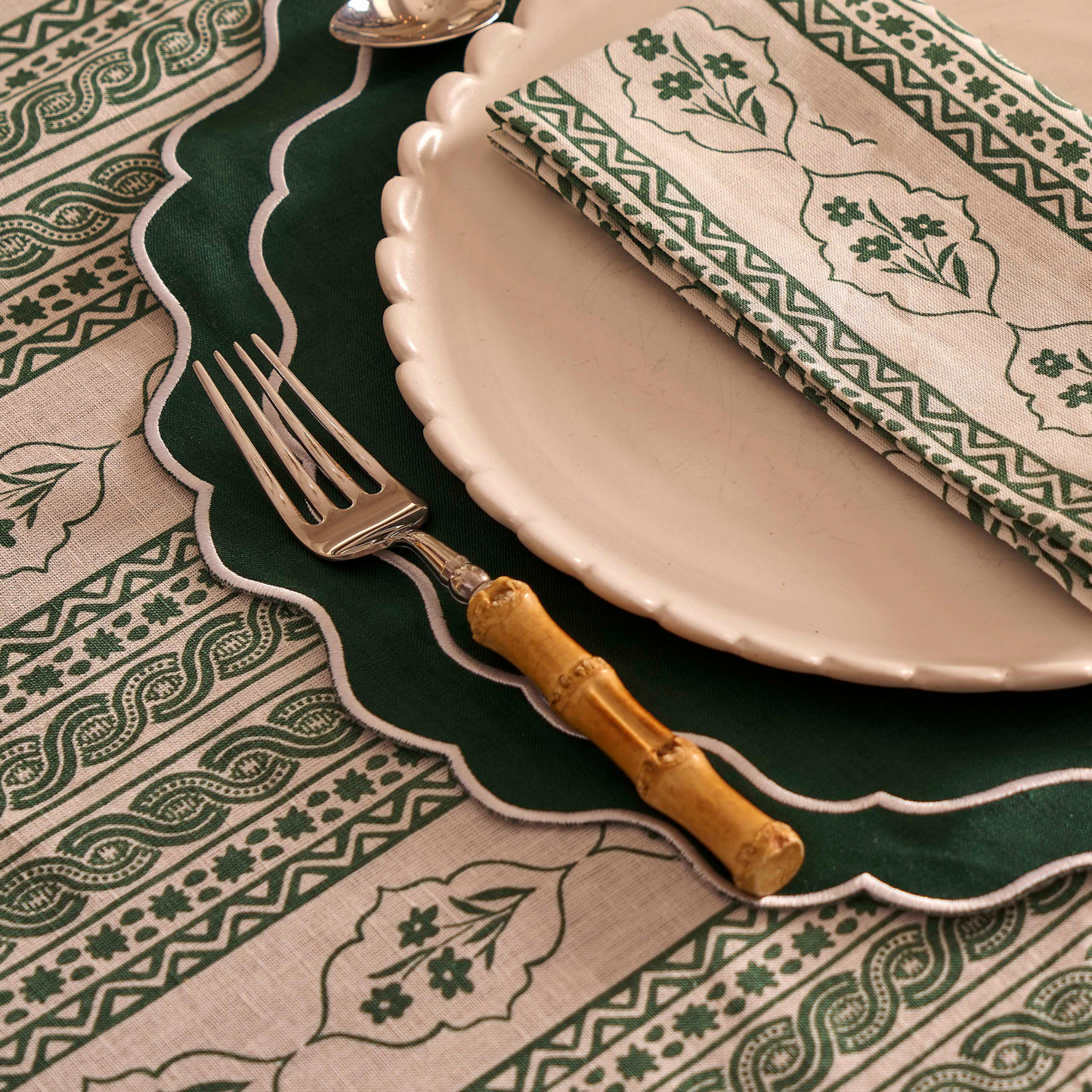 First Bloom Linen Napkins Emerald Green (Set of 4)