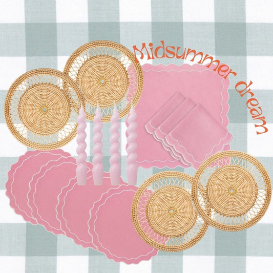 Set da tavola Midsummer Dream - Rosa - Set da 4 persone - Set di candele omaggio