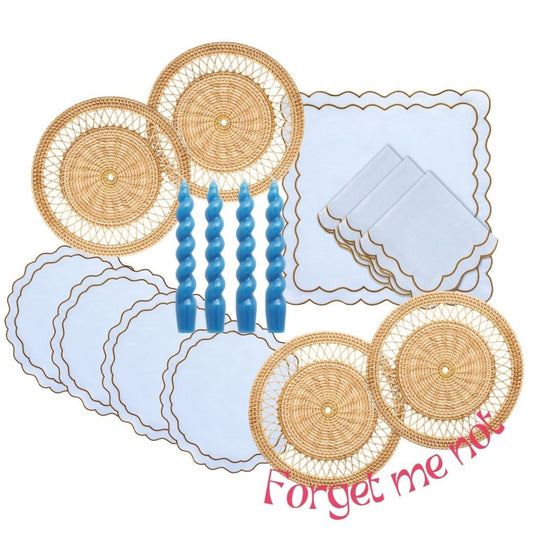 Set di stoviglie "Non ti scordar di me" - Set per 4 persone - Candele incluse