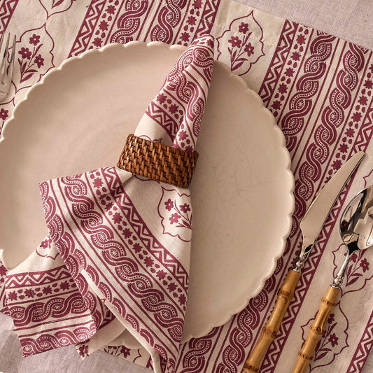 First Bloom Linen Placemats Ruby Red (Set of 4)