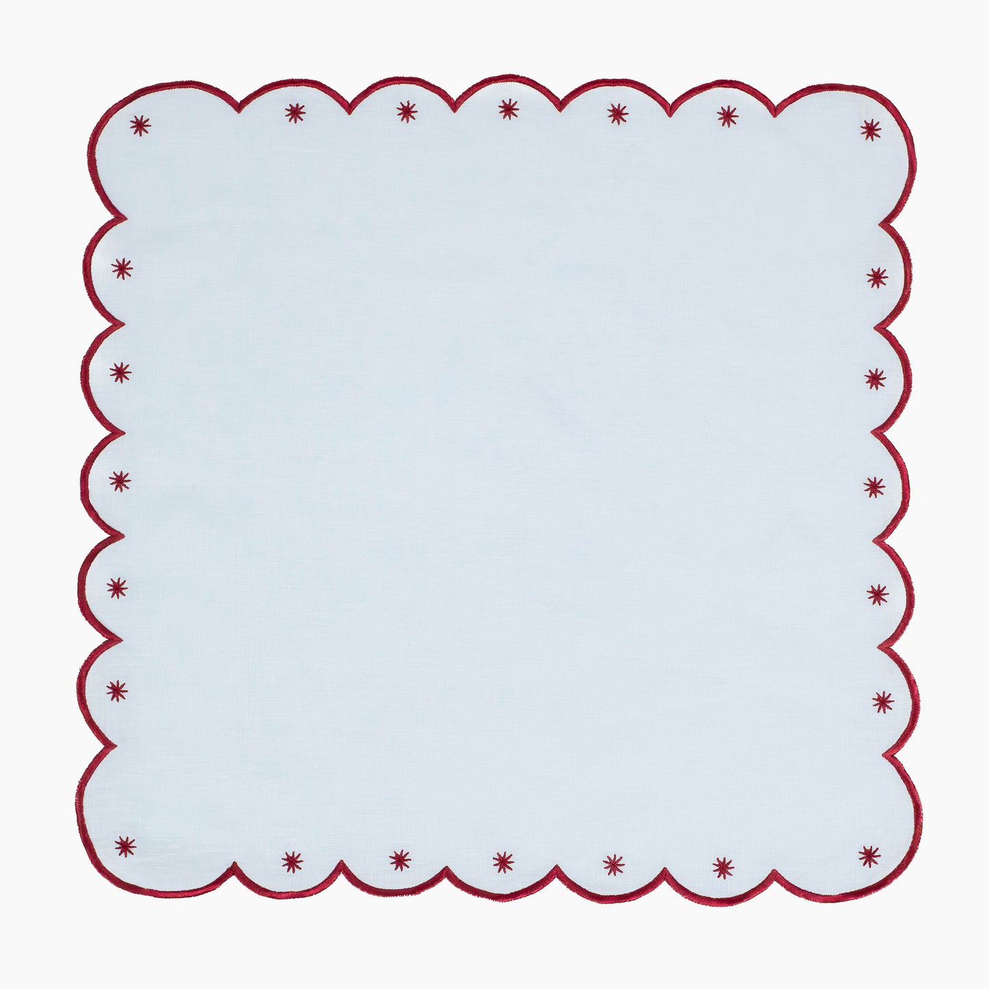 Starry Nights - Linen Scalloped Edge Napkin Baby Blue with Ruby (set of 4)
