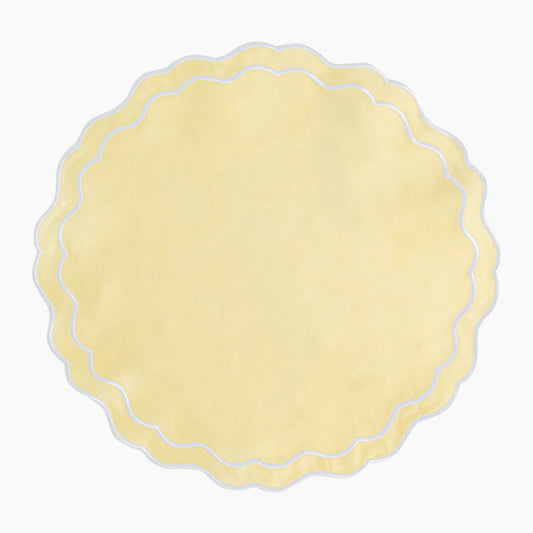 Lot de 4 sets de table en lin à bords festonnés - Rouge cerise