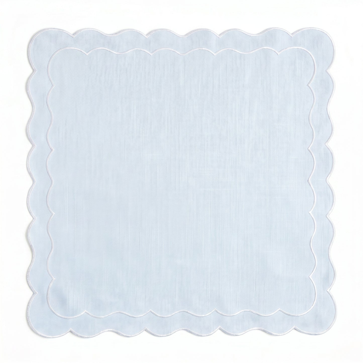 Lot de 4 serviettes en lin à bords festonnés - Rouge cerise