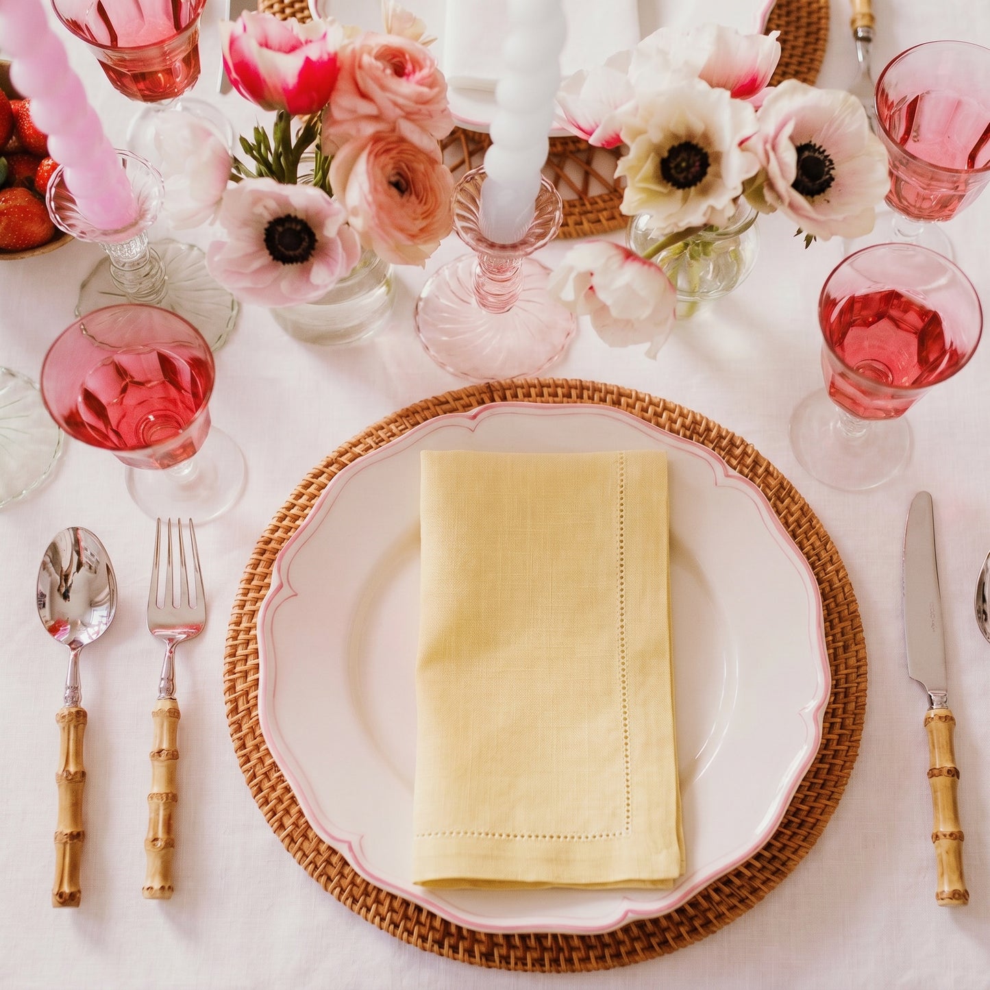 Linen Hemstitched Napkins - Buttermilk Yellow (set of 4)