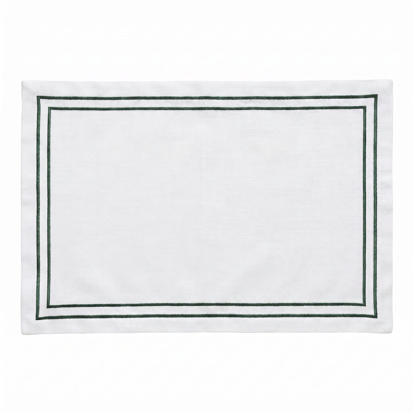 Embroidered Double Stripe Linen Placemats Emerald Green (set of 4)