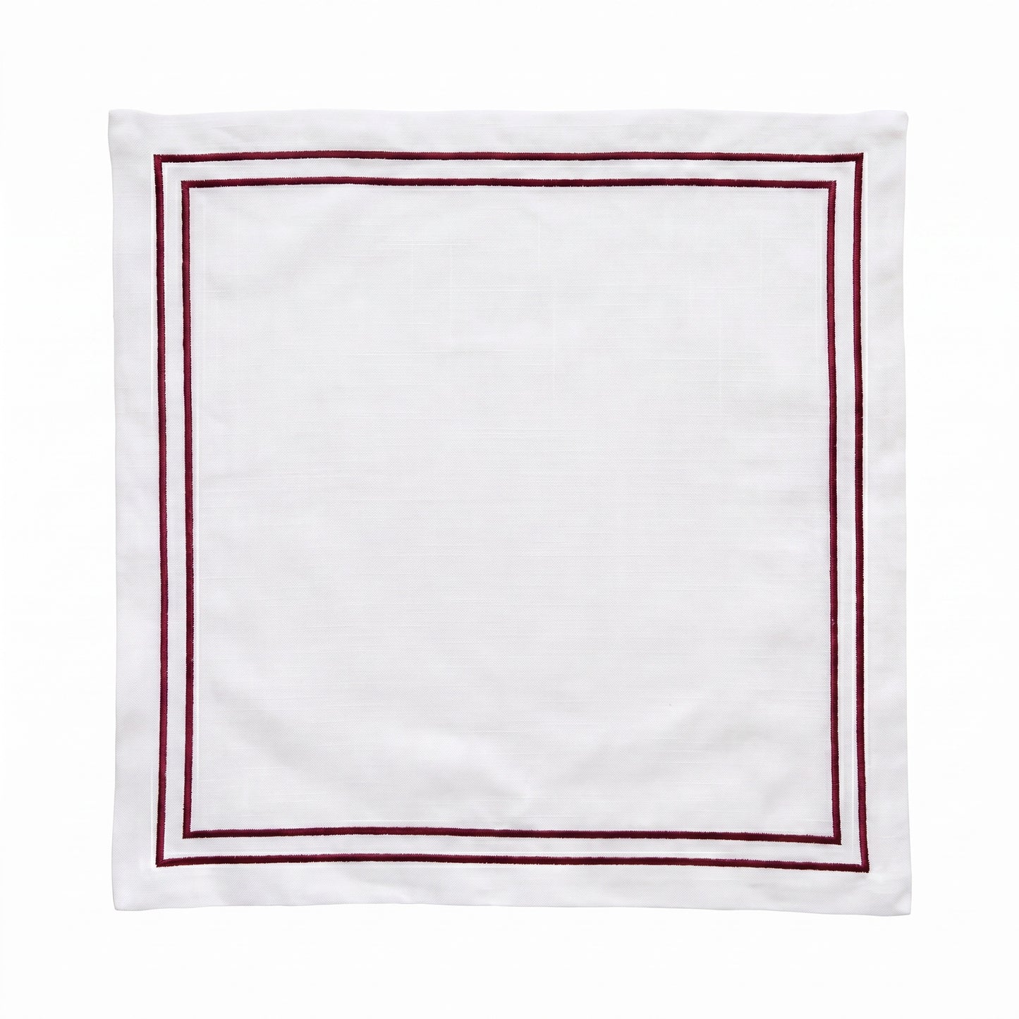 Embroidered Double Stripe Linen Napkins Ruby Red (set of 4)