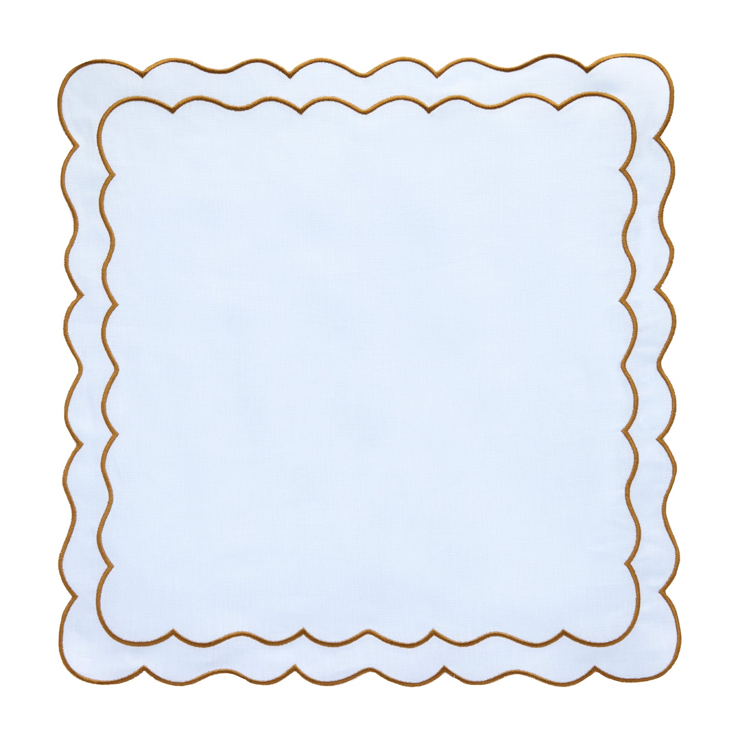 Set of 4 - Linen Scalloped Edged Napkins - Baby Blue