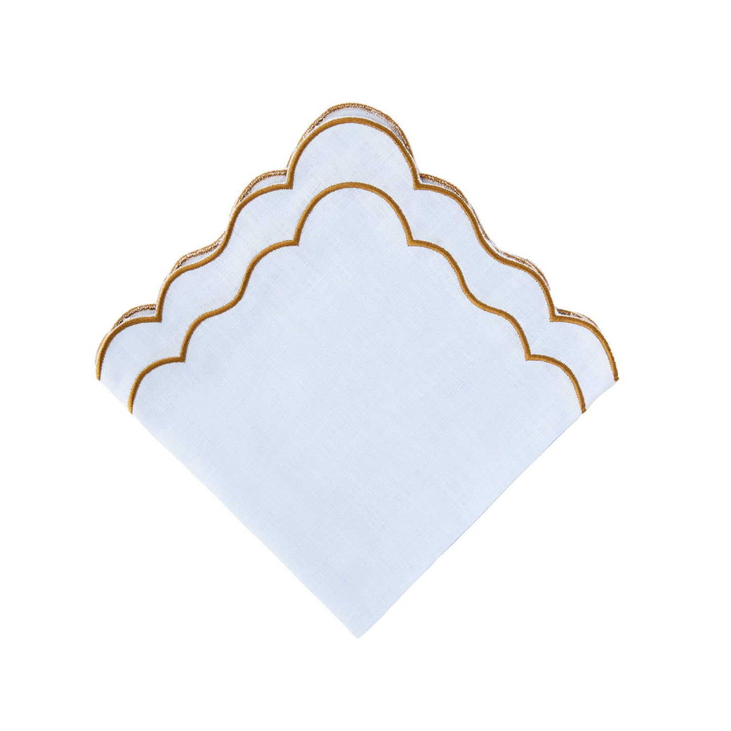 Set of 4 - Linen Scalloped Edged Napkins - Baby Blue