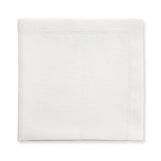 Pure Linen Tablecloth with Hemstitched Edge - White - 6-8 person table size