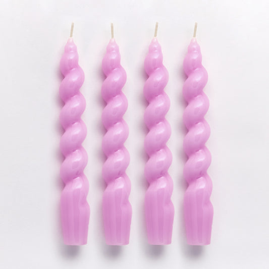 Set of 4 - Spiral Gloss Candles - Lilac