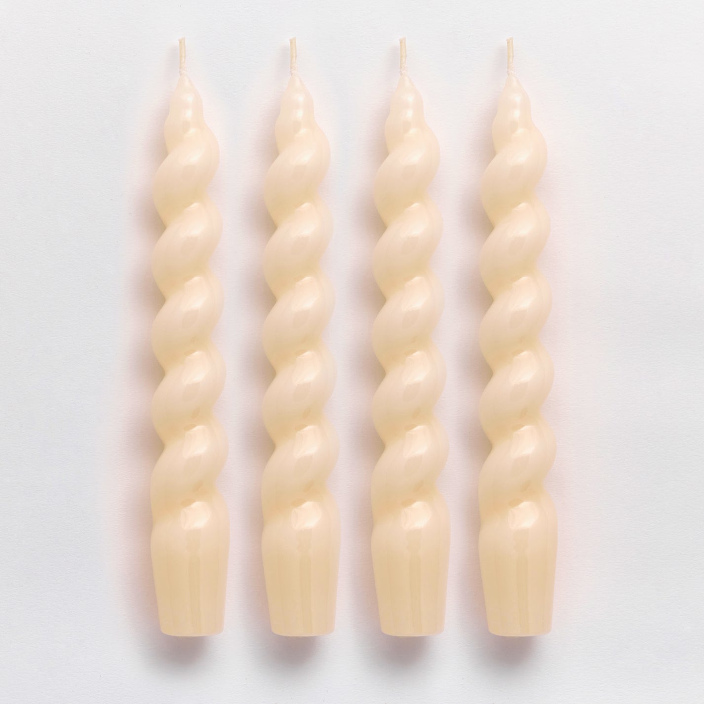 Spiral Gloss Candles - Rich Cream Dinner Candles - Set of 4 - Clio and ...