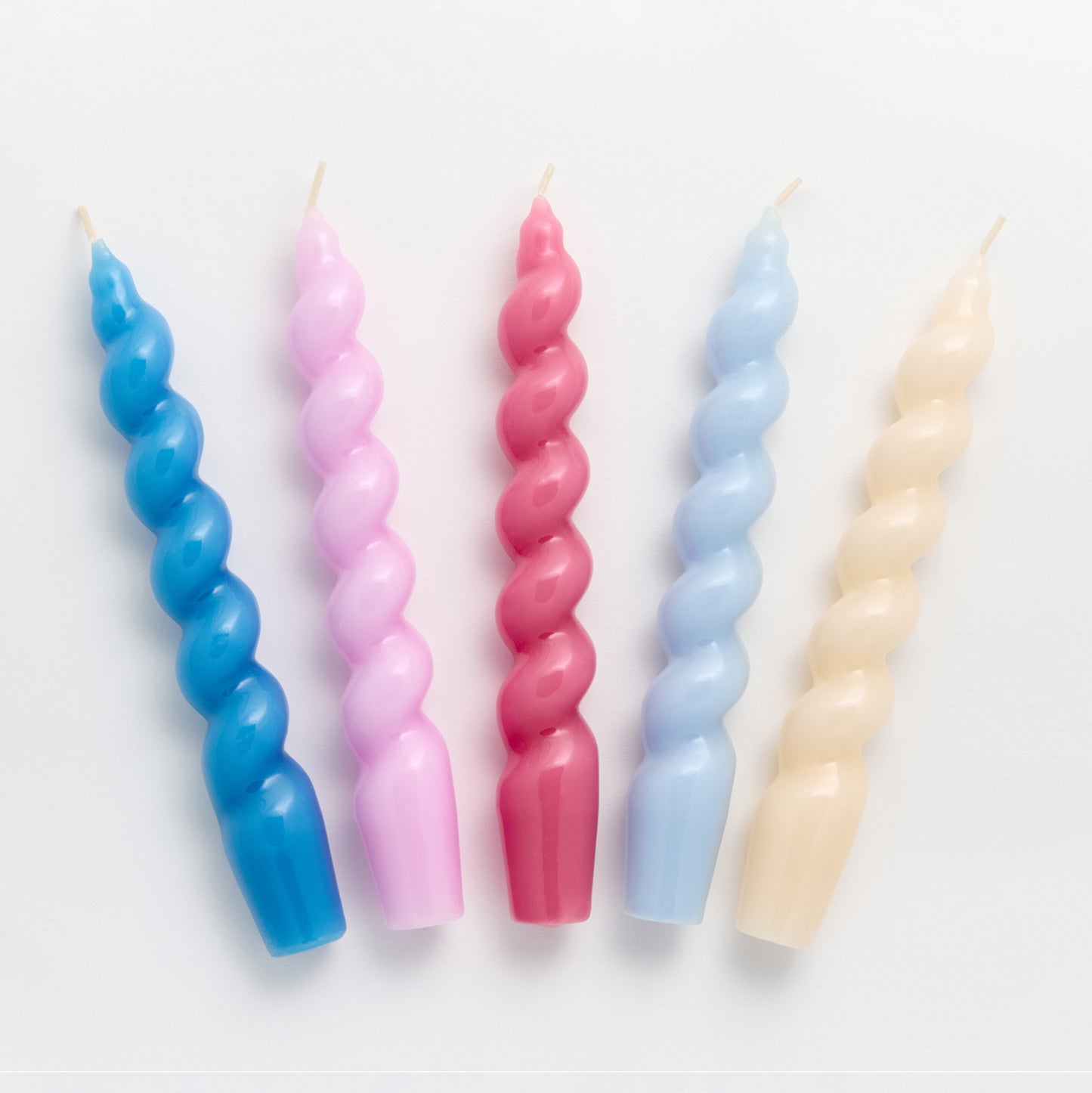 Set of 4 - Spiral Gloss Candles - Arctic Blue