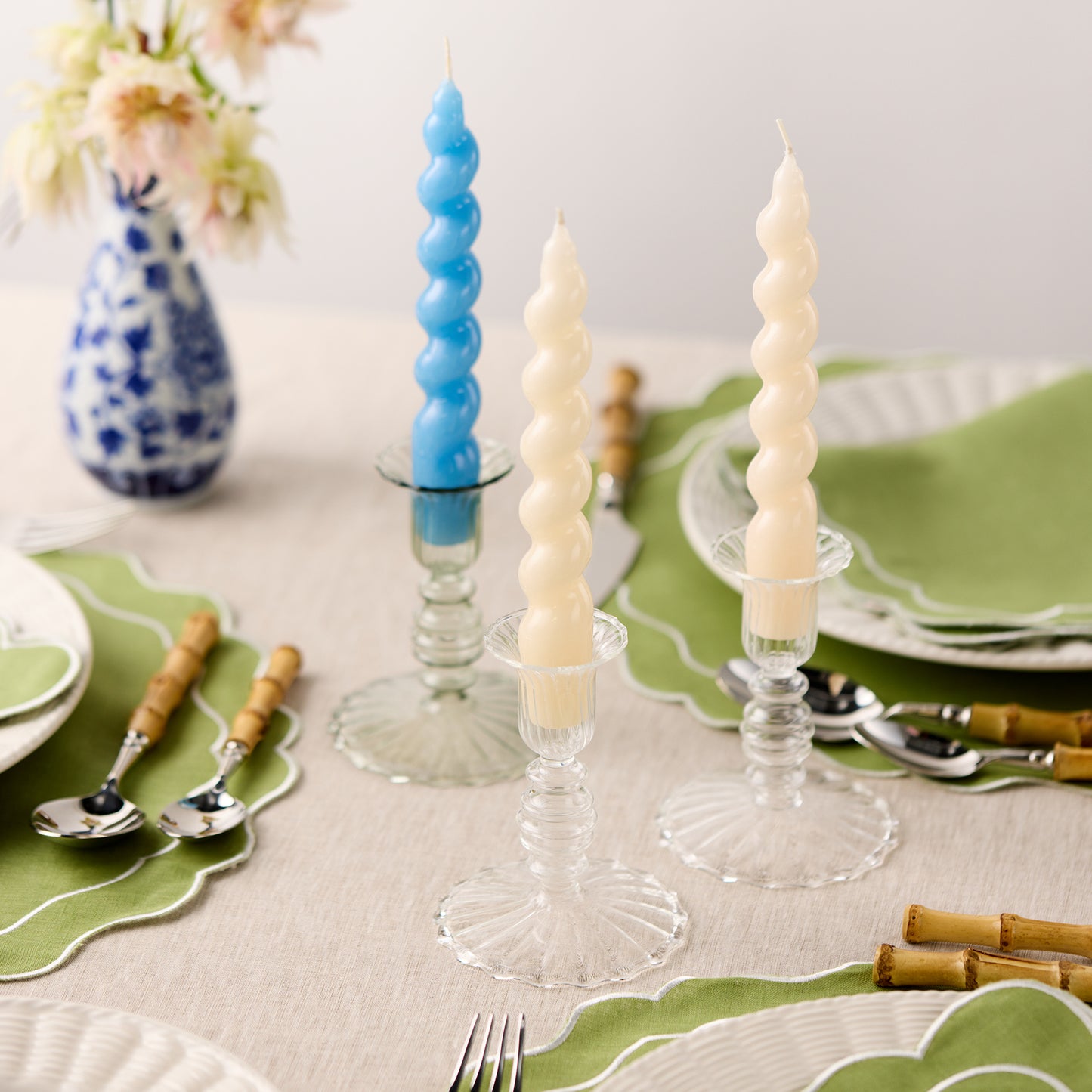 Set of 4 - Spiral Gloss Candles - Rich Cream