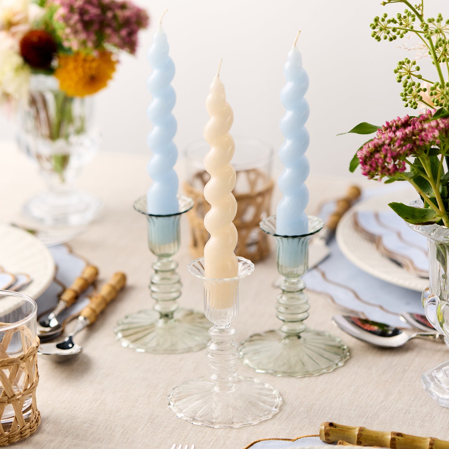 Set of 4 - Spiral Gloss Candles - Rich Cream