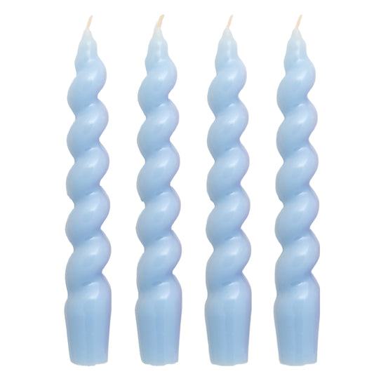 Set of 4 - Spiral Gloss Candles - Arctic Blue