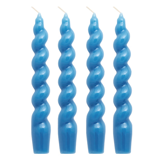 Set of 4 - Spiral Gloss Candles - Heritage Blue